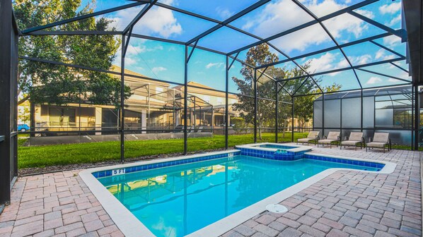 Enjoy a screened oasis, providing a private and serene swimming experience