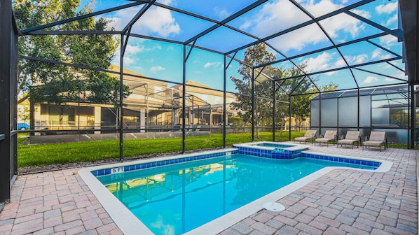 Enjoy a screened oasis, providing a private and serene swimming experience