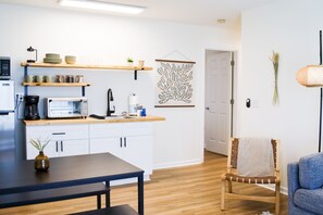 Plenty of seating for everyone in the living room/dining room.