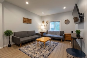 Another view of the living room. The couches fold down to sleep 1 person each