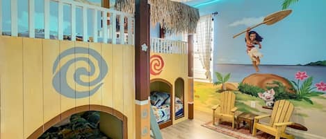 Moana is one of four themed rooms in this sprawling and fun house.