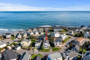 Aerial view of our home on "Boar's Head" in Hampton Beach. Just a half block to the private beach to the north, and 1 mile to the Hampton Beach Boardwalk to the south.