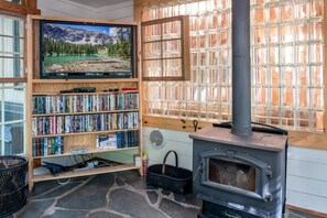Large DVD collection & wood stove