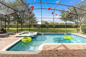 Jump into the Mansion's private pool and hot tub, with heat included at no extra charge!