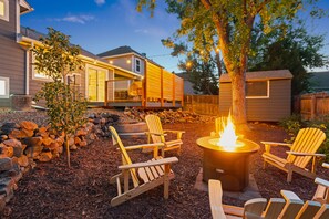 Enjoy Denver's amazing weather in the large backyard with a gas firepit.