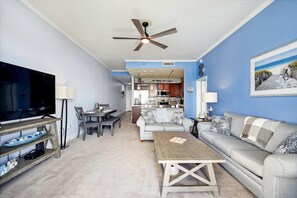 Living Area with Gulf Views and Sleeper Sofa