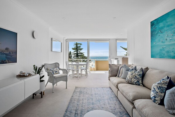 This is a beautifully renovated beachfront apartment. 