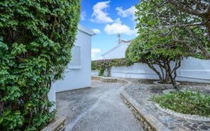 Path from pepper tree along the side of the house