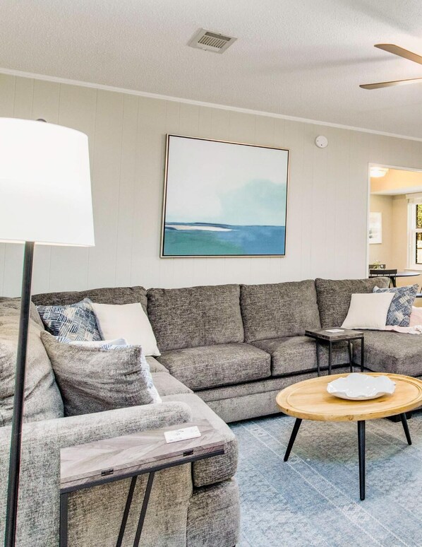 Relax and unwind in style in the cozy living room complete with a SmartTV and free wifi - the perfect place to binge-watch your favorite shows and movies.