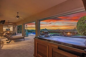 Sunset views from the 6 person spa
