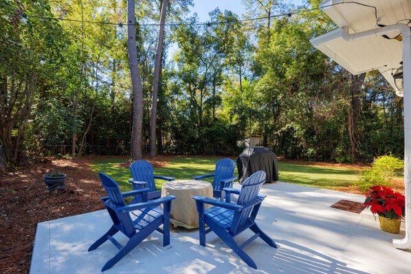 Firepit and backyard