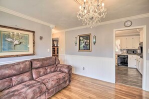 Living Room | Main Floor | Smart TV | Wood-Burning Fireplace