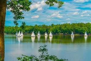 The beautiful Swift Creek Reservoir & sail club seen from 3 WaterView homes.