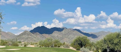 View of the mountains from Grayhawk Golf Course . Walking distance from condo .