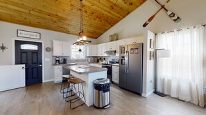 Indoors, Kitchen, Floor, Hardwood, Refrigerator