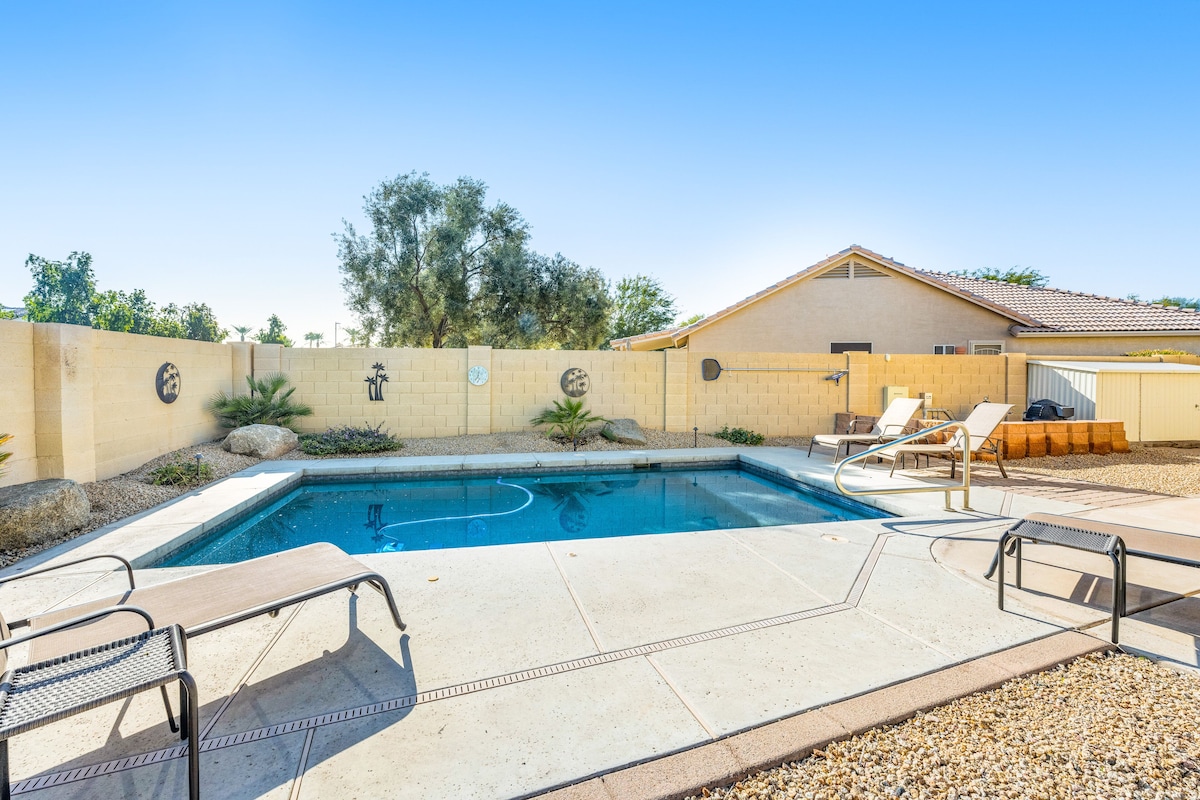 Dog-friendly home with pool, firepit, fast WiFi, central AC, & washer/dryer