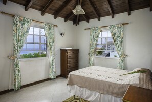 Bedroom with sea views