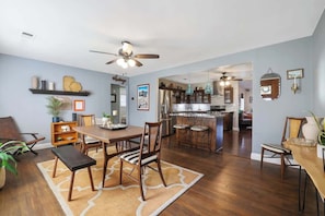 Open concept from dining to living room.