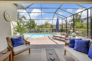 The Pool Area Has a Large Outdoor Covered Area For Guests to Relax and Have Meals On