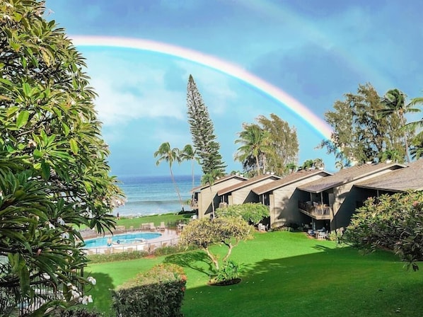 Imagine yourself sipping a warm cup of coffee or enjoying a nice glass of wine with this lovely view from your personal lanai!
