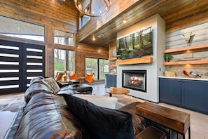 Living Room | Gas Fireplace | 75" Smart TV