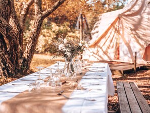 Outdoor banquet area