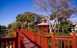One of the many walkways at Park Shore Resort