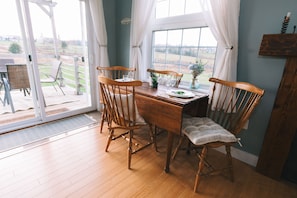 Kitchen table. The leaves fold out to seat 4.