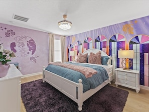 Beauty & The Beast US King with working desk, 55" Roku TV, & en-suite bathroom.