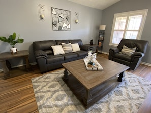 Our living space goal was to provide comfortable family style seating. 