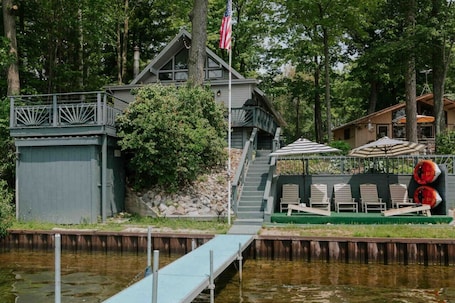 From the lake to the house.