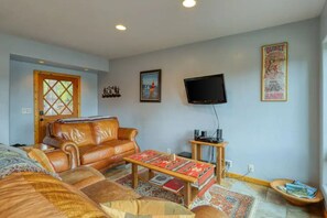 Living room with view of front door
