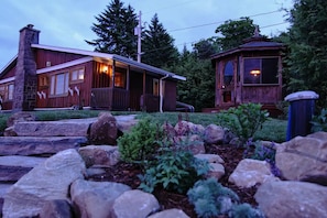 view of the cottage with heated gazebo