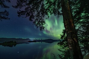 The northern lights visible from the deck in late April 2024.