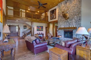 The perfect mountain-lodge vibe with a wood-burning fireplace. Wood is provided.