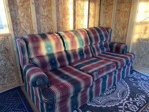 Couch pulls out into a bed