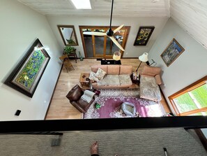 Looking down from loft area