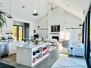 Great Room with Kitchen and Fireplace