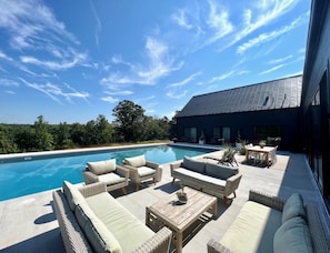 Poolside with mountain views