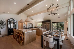 Open concept kitchen and dining area with seating for 8!