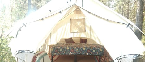 Private canvas wall tent with king or 2 twin beds.  Cotton sheets, Cozy duvets
