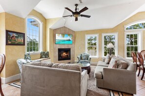 Living room with fireplace