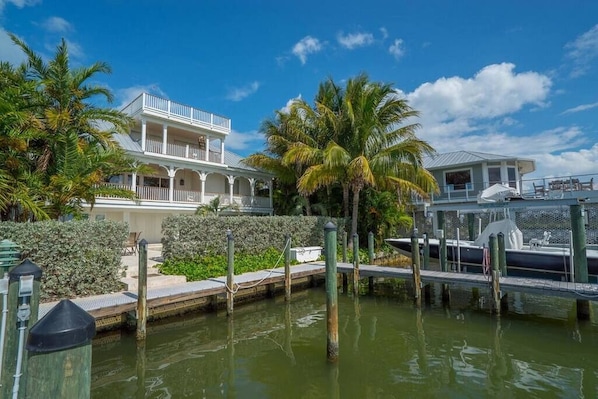 Lovely view of the home from the dock.