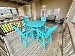 another view of Patio Furniture with table top and new outdoor furniture in background