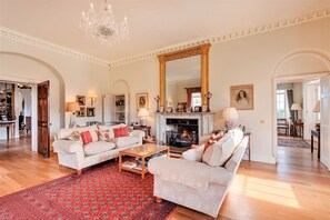 The living room with fire place at Cornish Castle, Cornwall