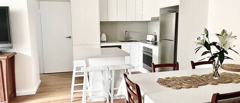 Open plan new kitchen and dining room