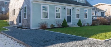 Front of the home with driveway.