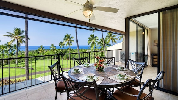 Large lanai to enjoy coffee and breakfast in the morning