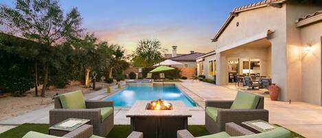 Fire pit and pool area