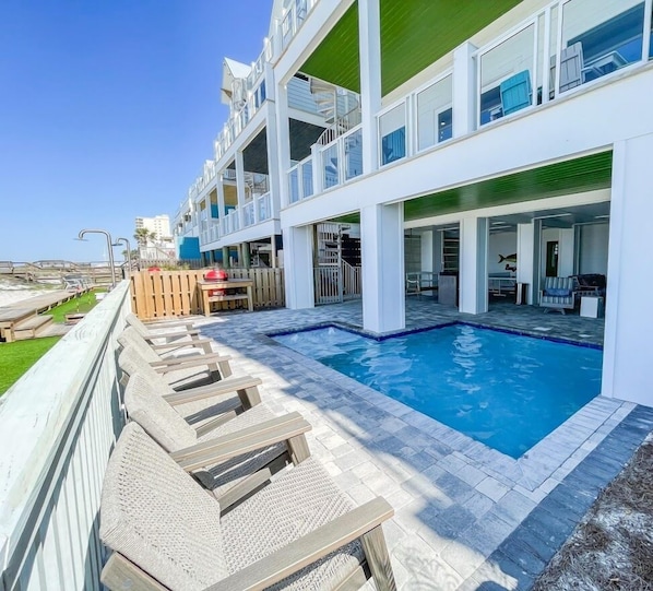 Private Beachfront Pool and Furnished Pool Deck